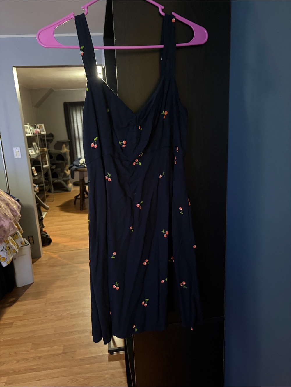 Old Navy Navy Cherry-Print Midi Dress